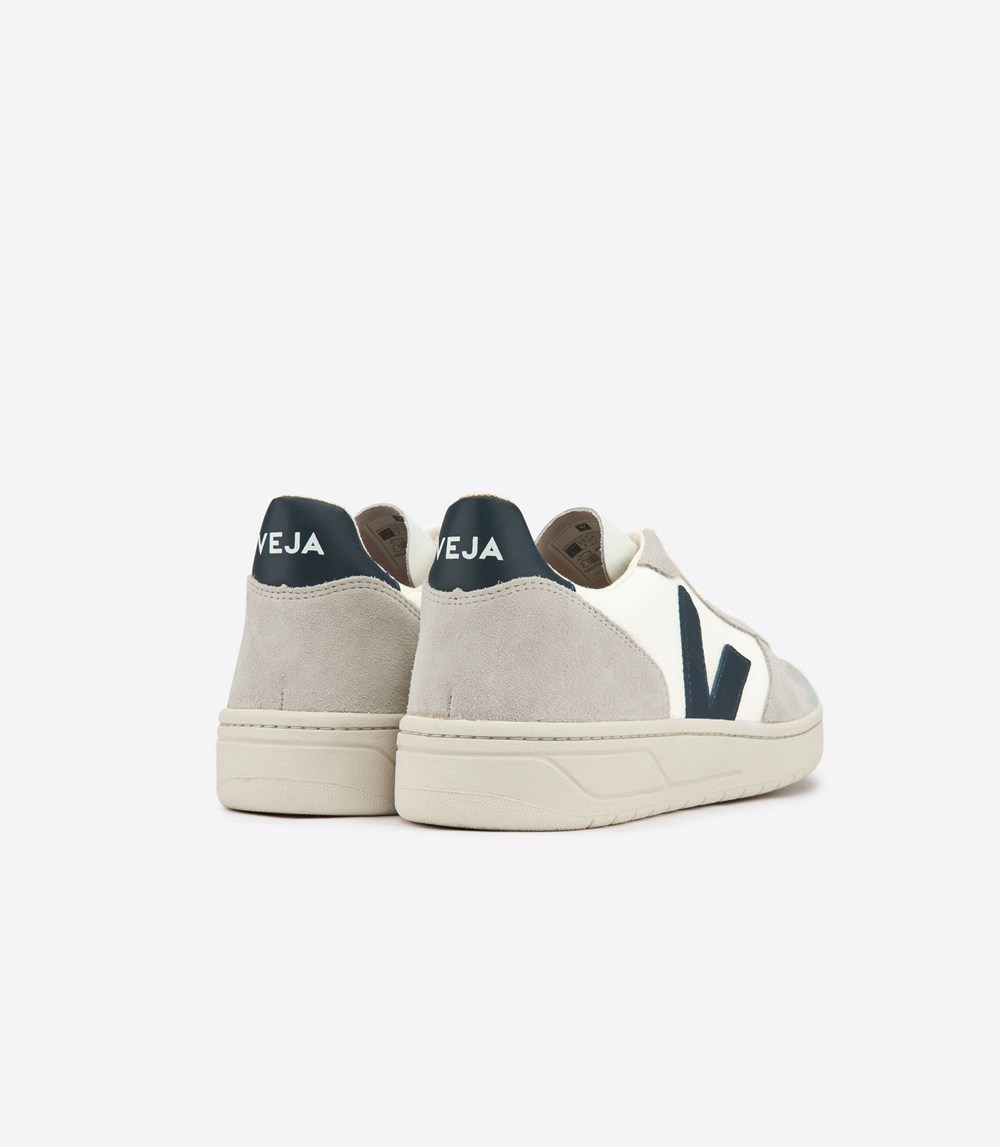 Veja Trainers Mens White/Beige - V-10 B-mesh - KQJC-73281